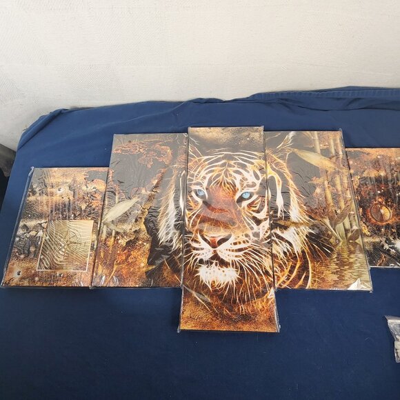 Other - Tiger 5pc Canvas Print Wall Art 40"x20" Includes Hanging Guide and Hangers